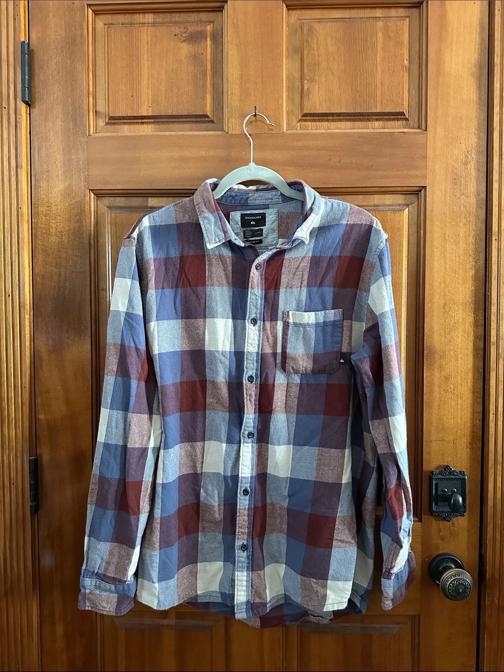 Quiksilver Men's Plaid Button-Down Shirt in Blue, Burgundy, White